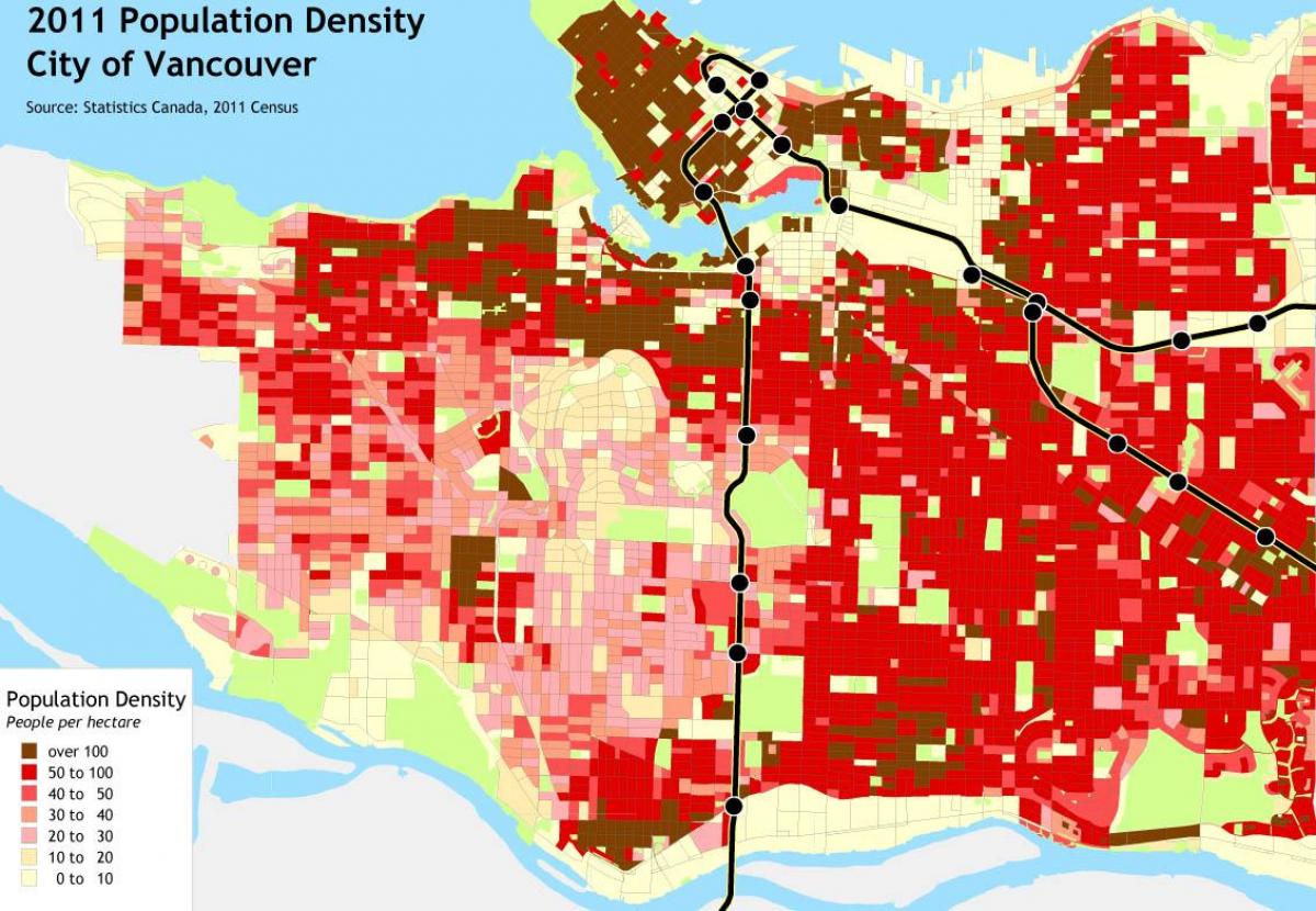 Harta e vancouver island dendësia e popullsisë