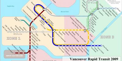 Vancouver skytrain harta zona