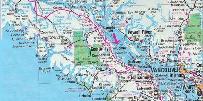 Harta e vancouver island liqeneve