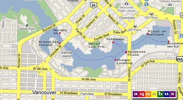 Harta e aquabus vancouver