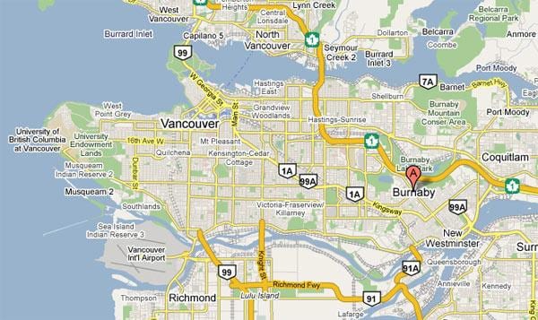 Harta e burnaby vancouver