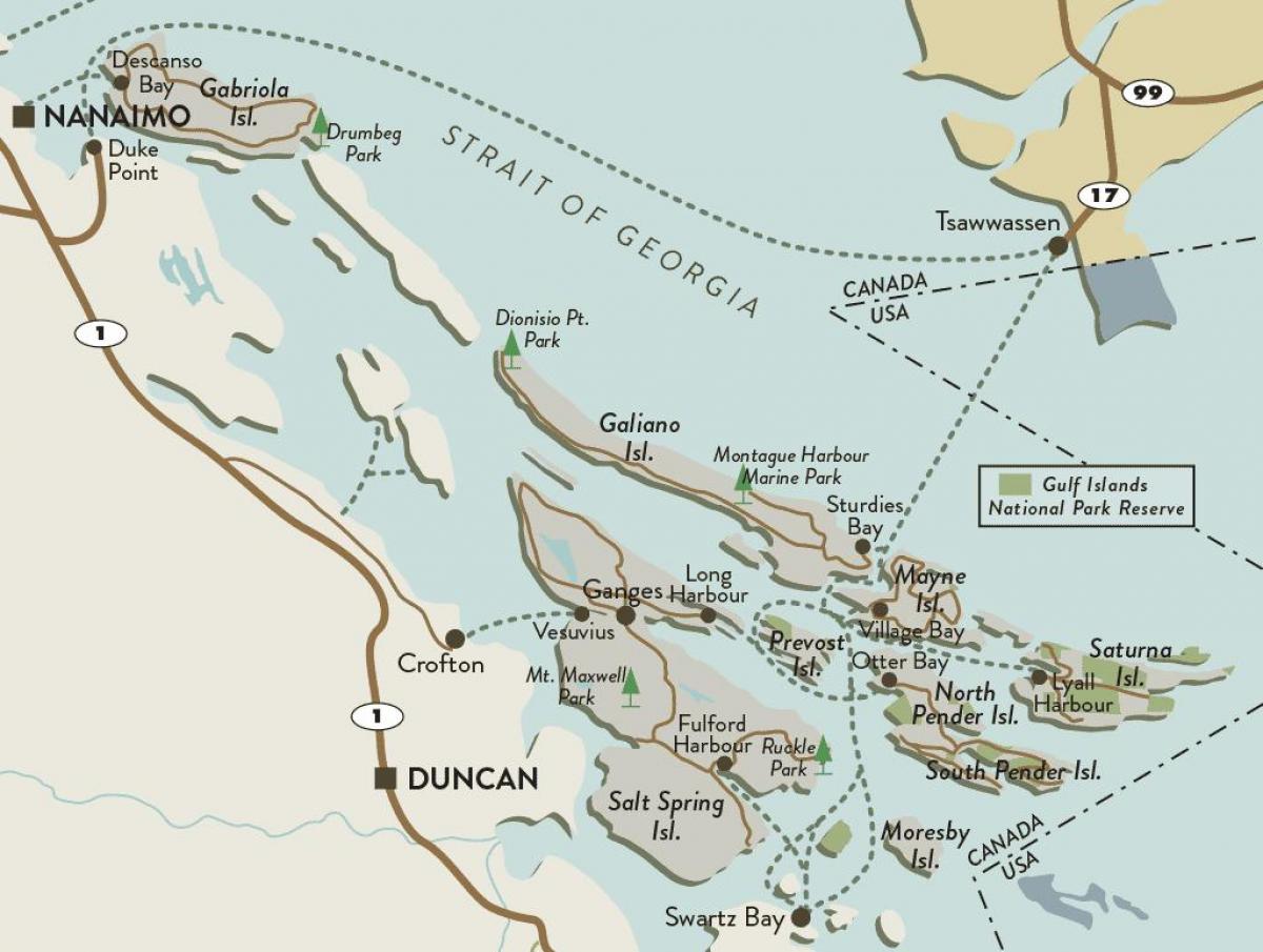 harta e vancouver island dhe ishujt e gjirit