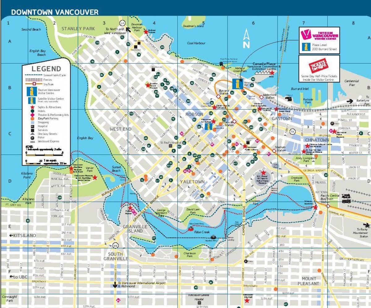 rrugë hartë e në qendër të qytetit vancouver bc