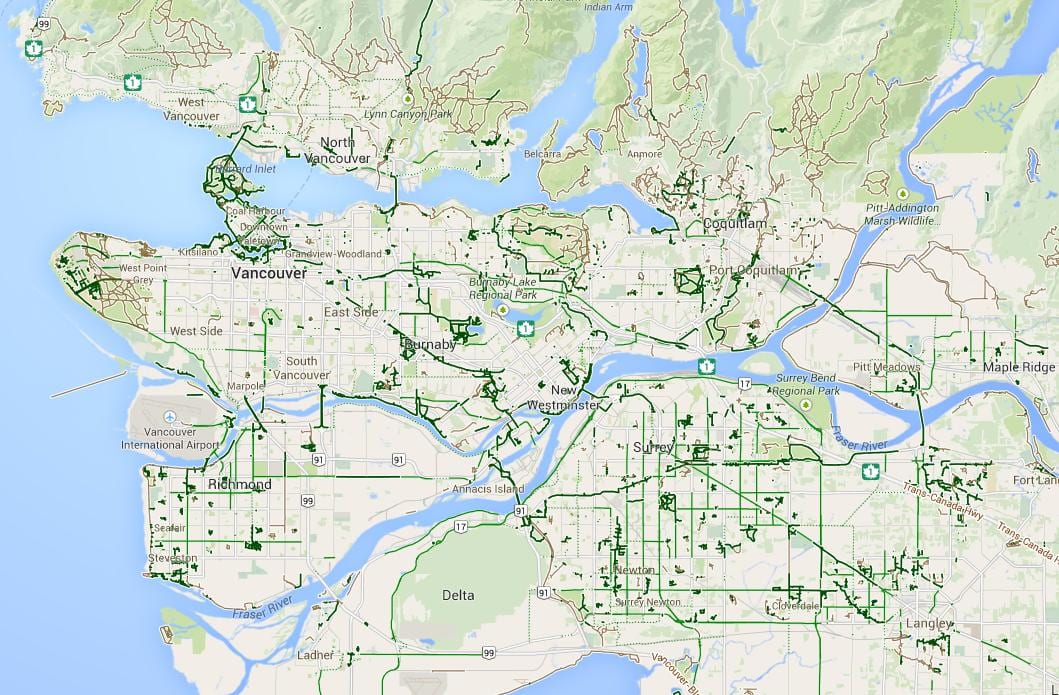 Harta e metro vancouver çiklizmit