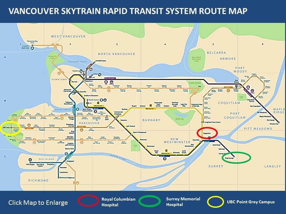 Harta e skytrain panje ridge për vancouver