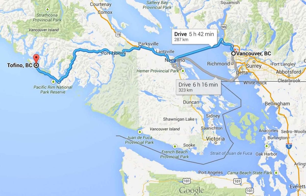 Harta e tofino vancouver island