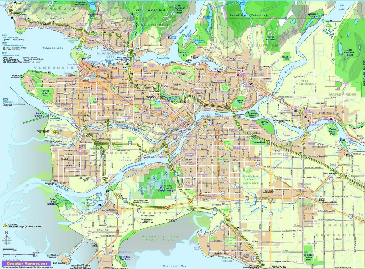 hartë të qytetit të vancouver bc, kanada