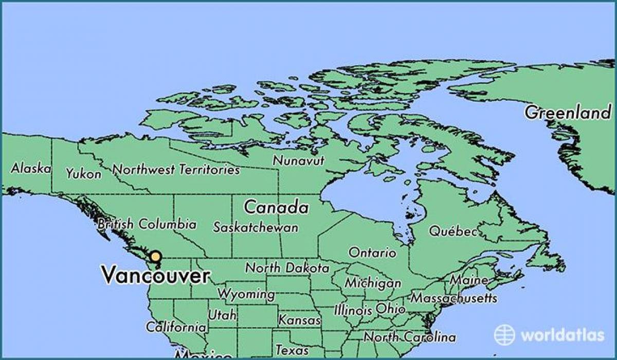 harta e kanadasë duke treguar vancouver