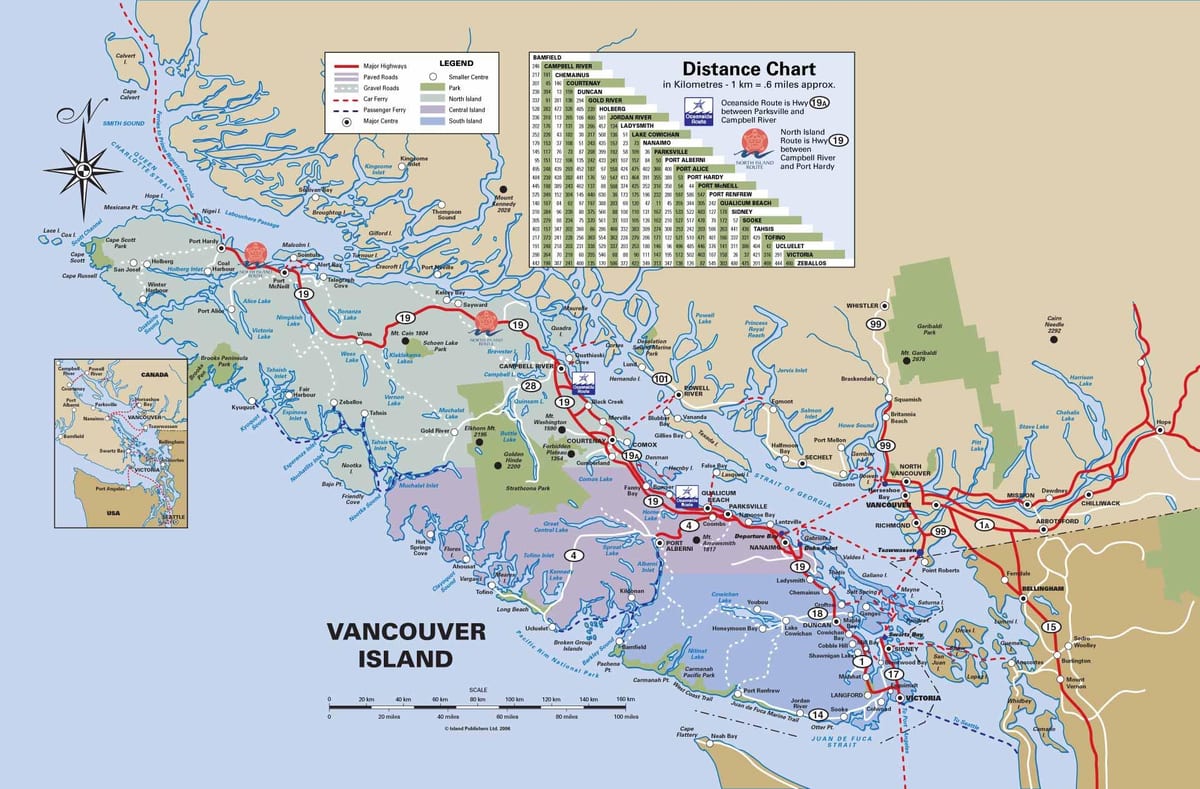 vancouver island autostradës hartë