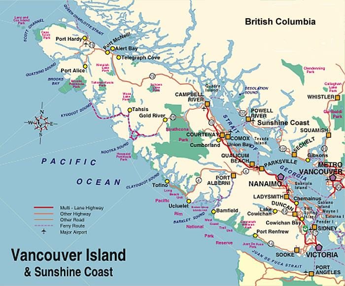 Harta e vancouver island kampim 