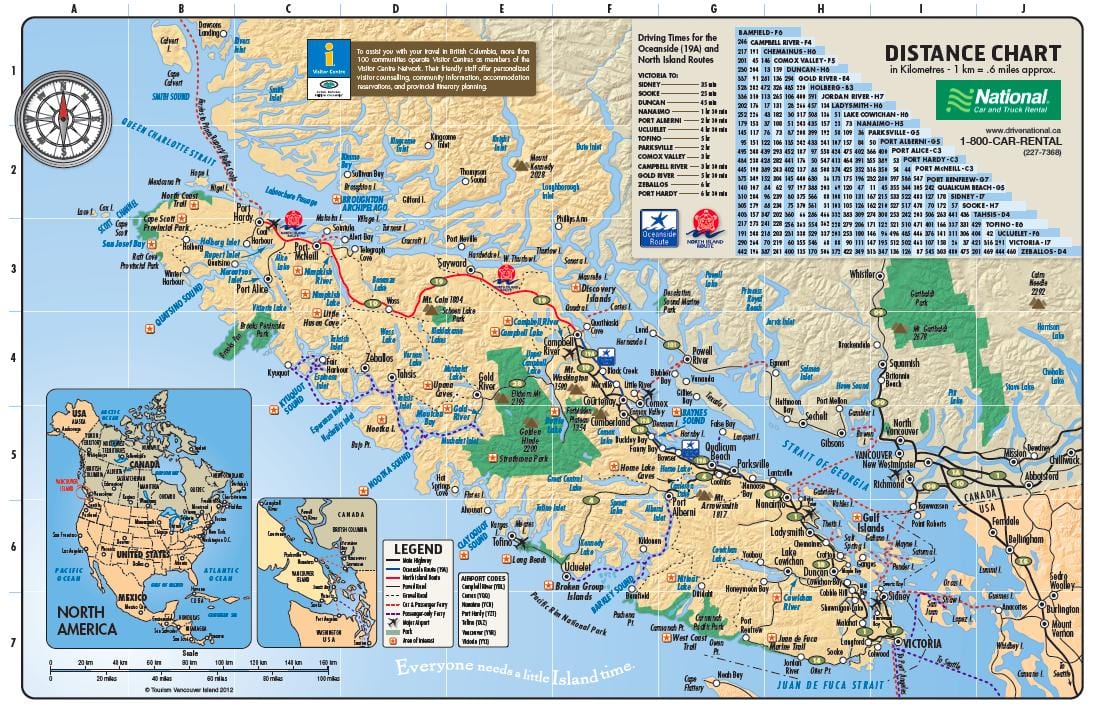 Harta e vancouver island rv parqet