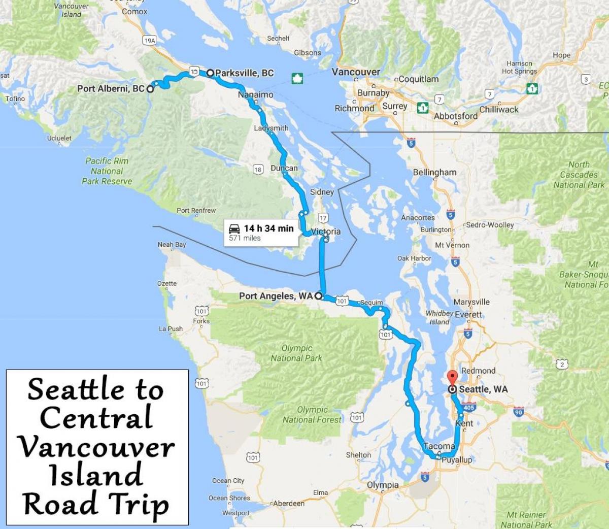 Harta e vancouver island udhëtim të rrugëve