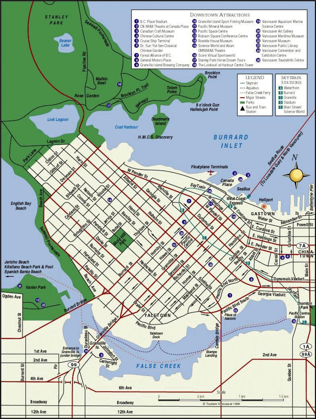 Harta e vancouver në qendër të qytetit