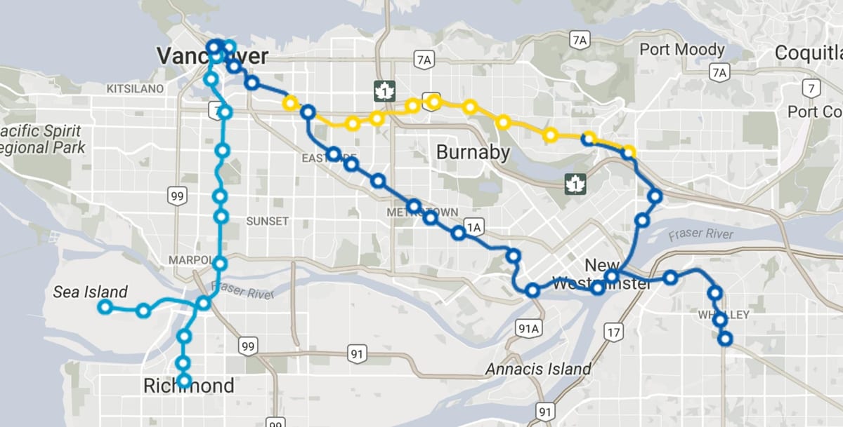 skytrain vancouver harta e rrugëve