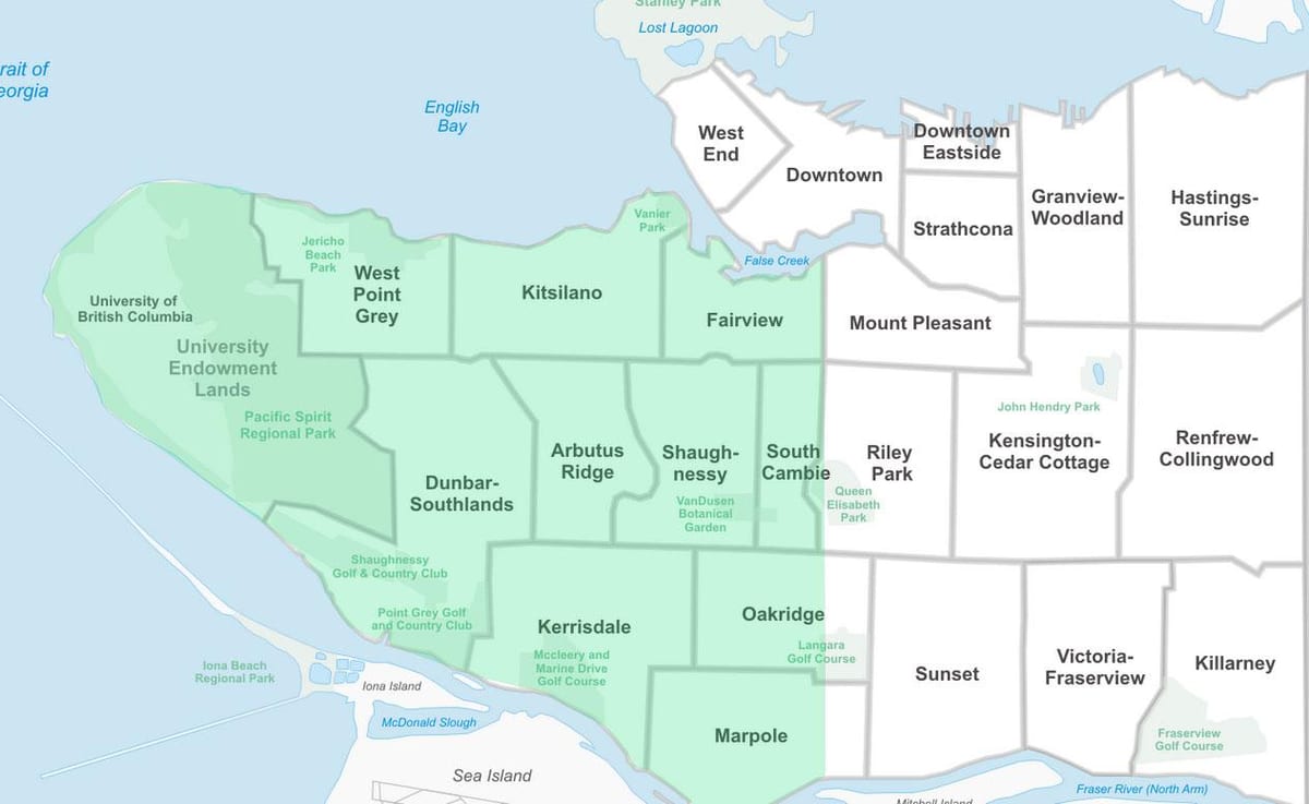 në perëndim vancouver lagjen hartë