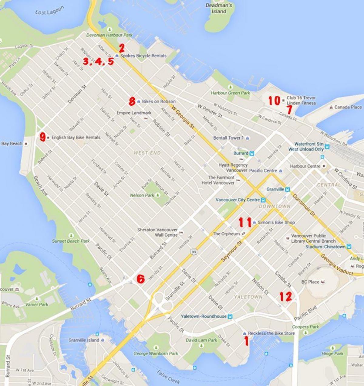vancouver biçikletë hartë