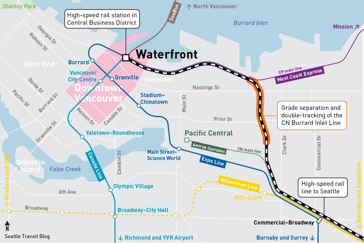 Harta e waterfront stacioni vancouver