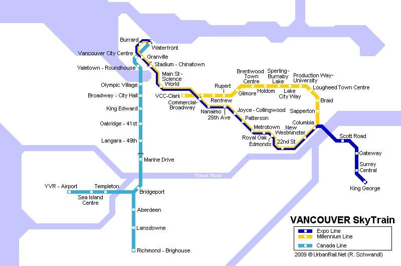 Harta e yvr skytrain