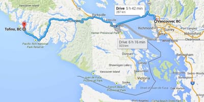 Harta e tofino vancouver island