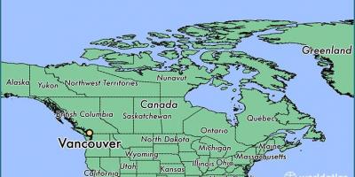 Harta e kanadasë duke treguar vancouver