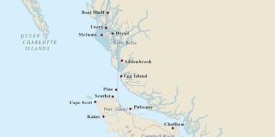 Harta e vancouver island lighthouses