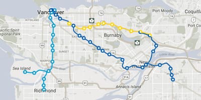 Skytrain vancouver harta e rrugëve